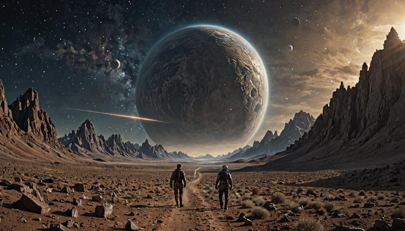 Cosmic Astronauts: Galactic Hyperrealistic Digital Painting