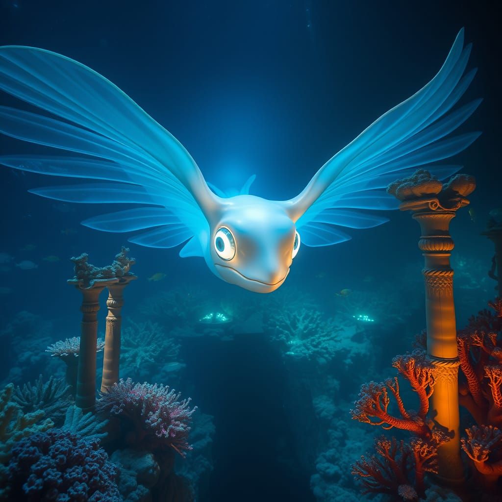 Bioluminescent Sea Creature in Alien Coral Reef