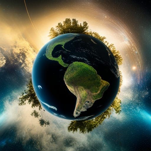 Bitcoin Symbol on Earth in Space