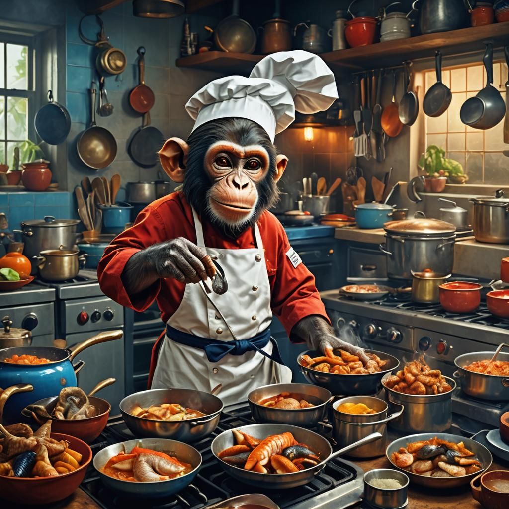 Monkey Chef with Fish Tail and Elephant Ears