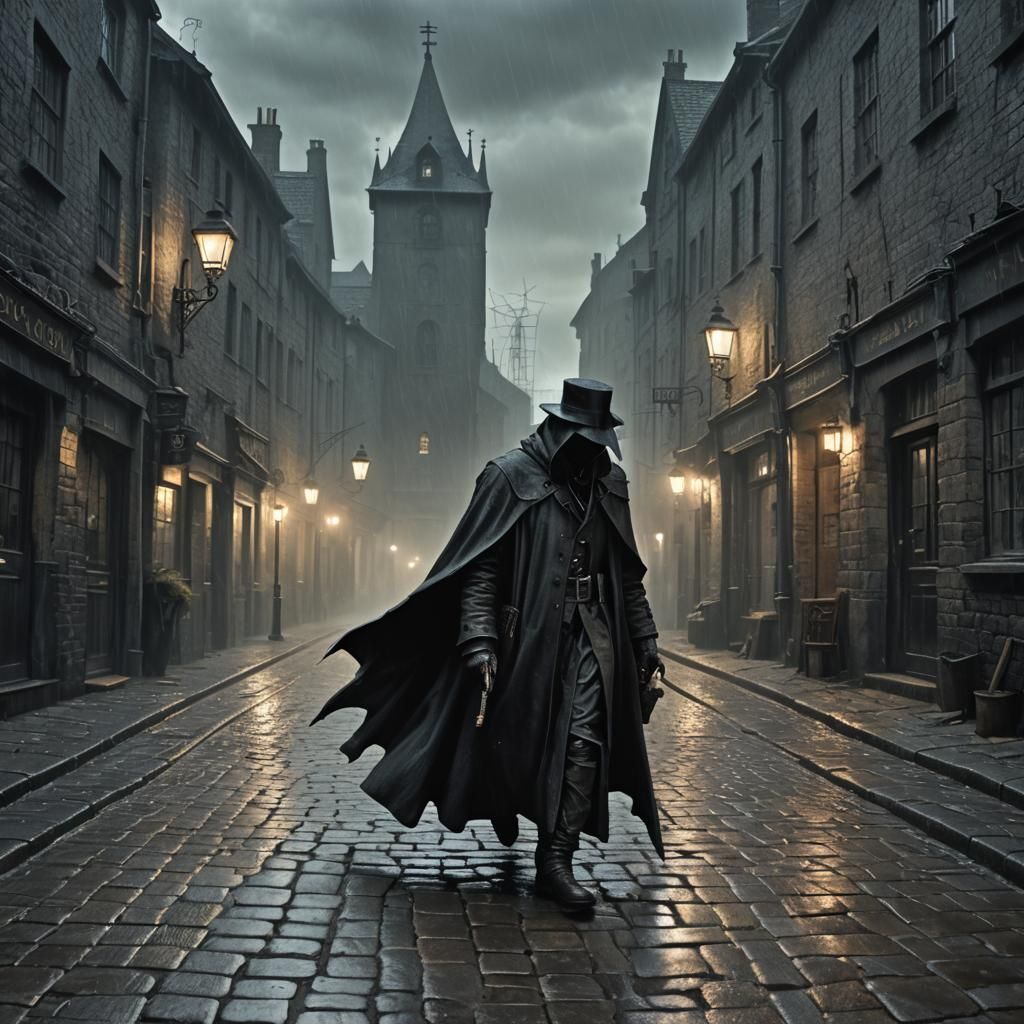 Eerie Plague Doctor in Misty Dark Fantasy Scene