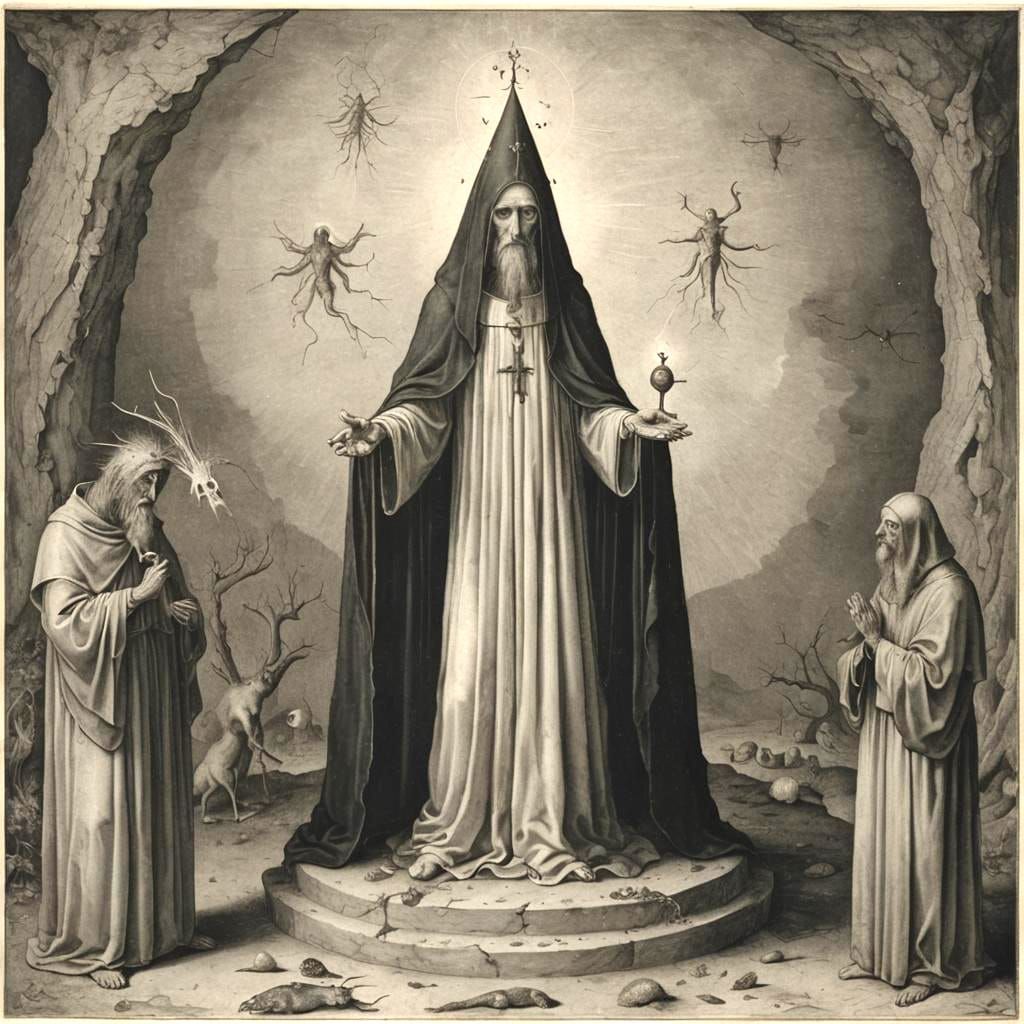 Esoteric Exorcist Extracting Spirits: Surreal Mystical Image