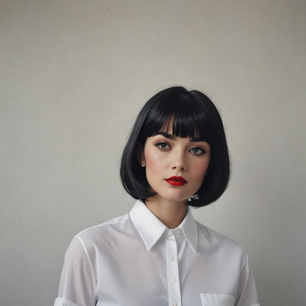 Elegant Woman with Bob Haircut in Photorealistic Style