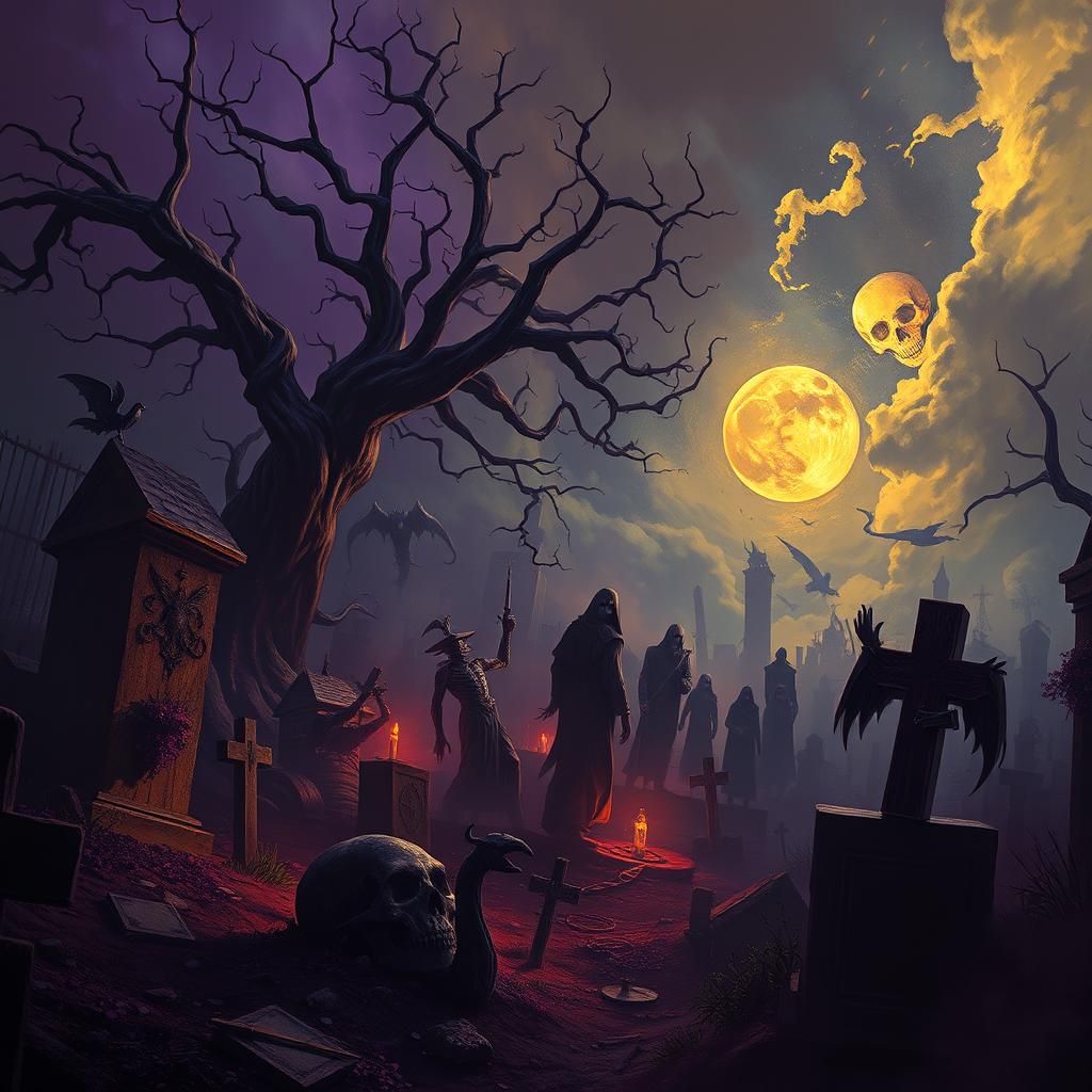 Graveyard Danse Macabre: Dark Fantasy Concept Art