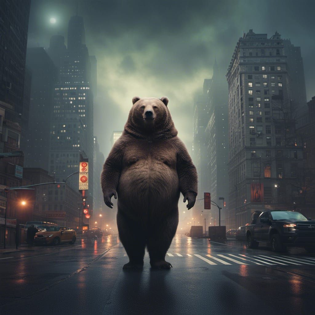 Hip-Hop Grizzly Bear Alien in New York City