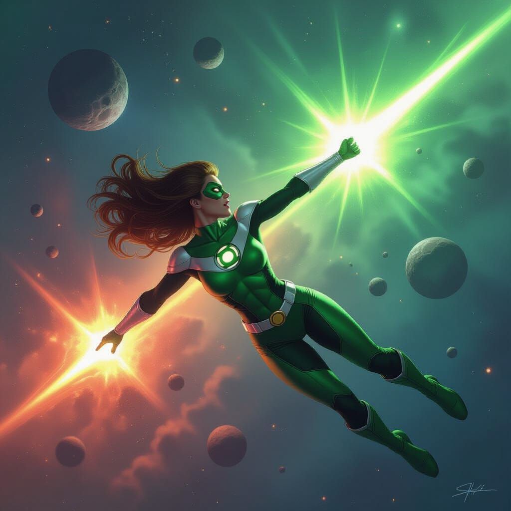 Jessica Cruz Green Lantern Space Battle with Halley's Comet