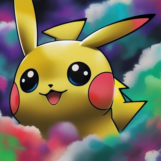 Pikachu Pokémon in Watercolor Splash Art Style