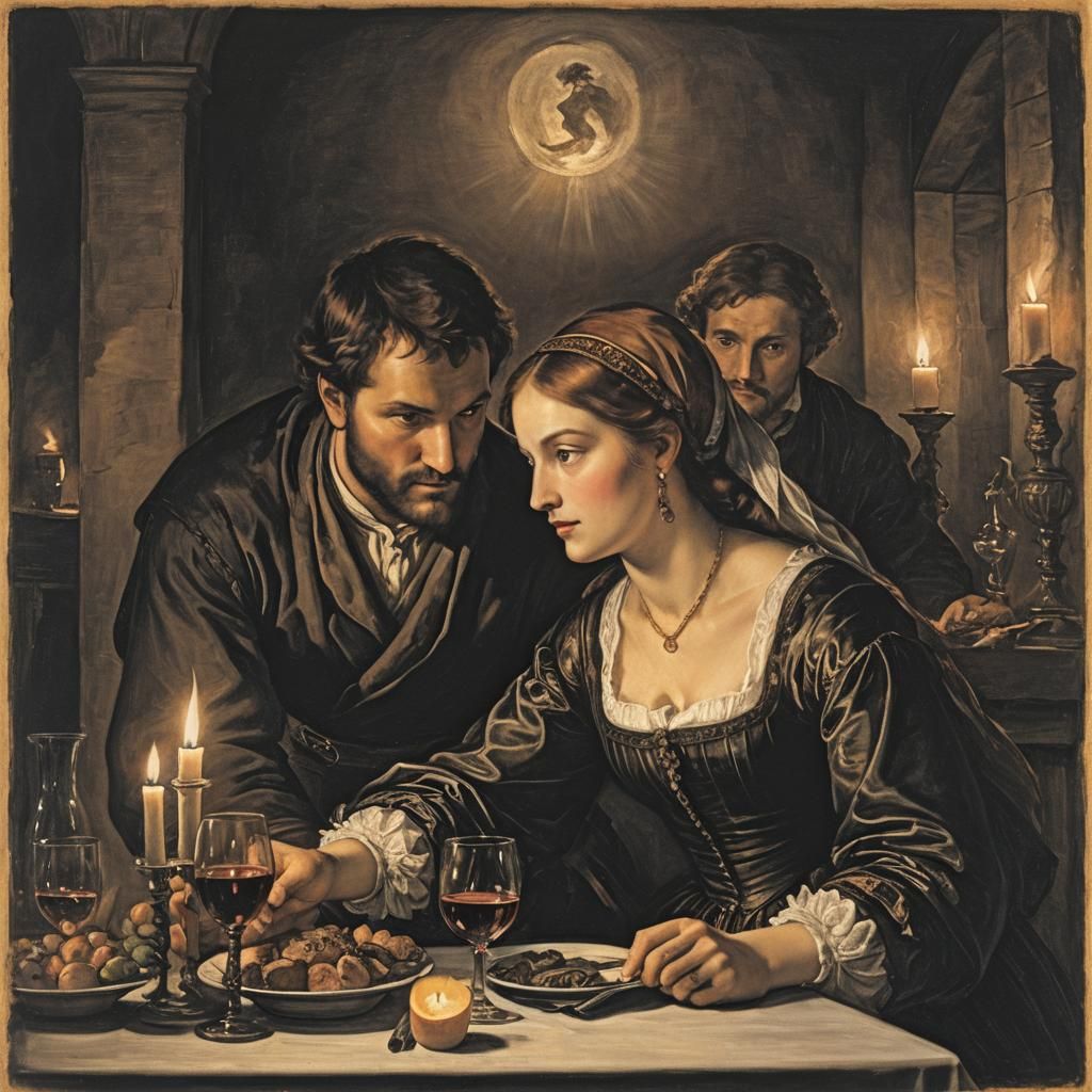 Romantic Dinner by Candlelight in Titian Style