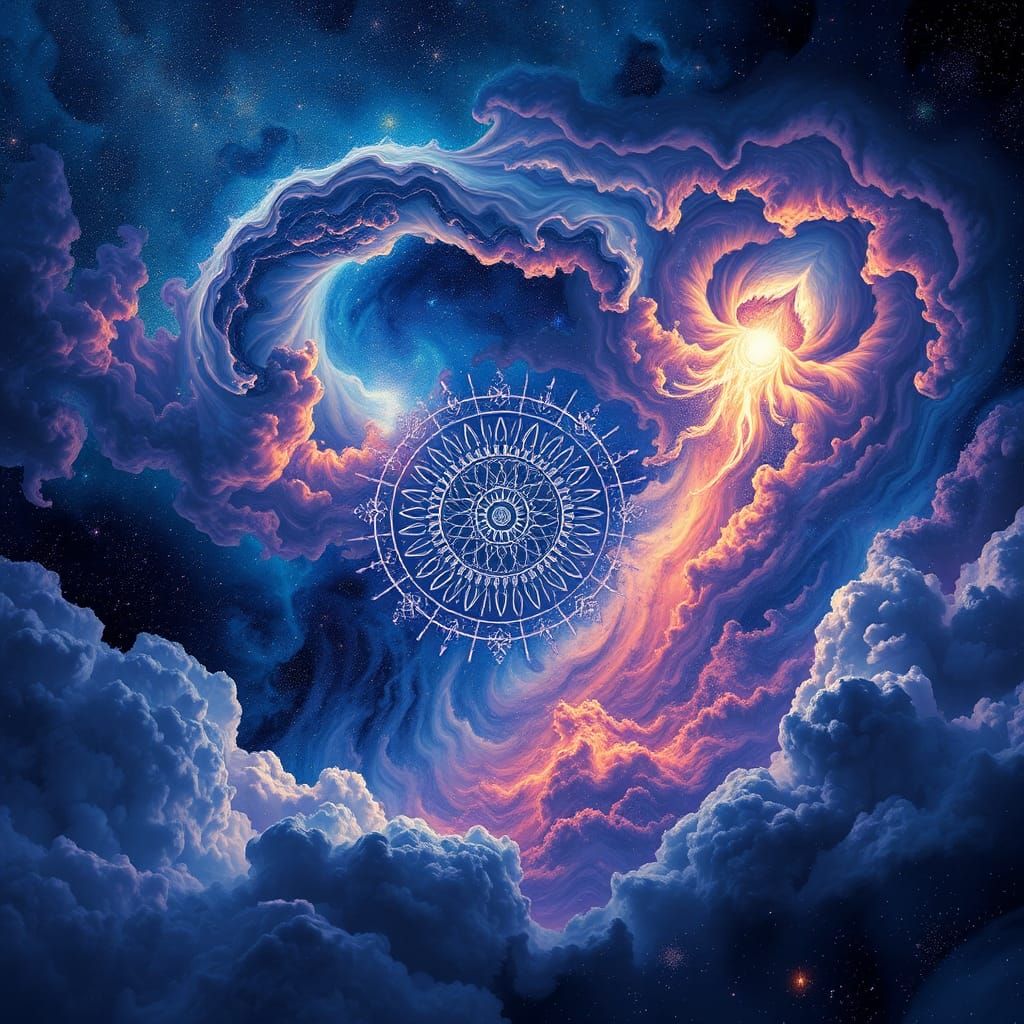 Psychedelic Cosmic Sky Dreamscape with Stars and Nebulas