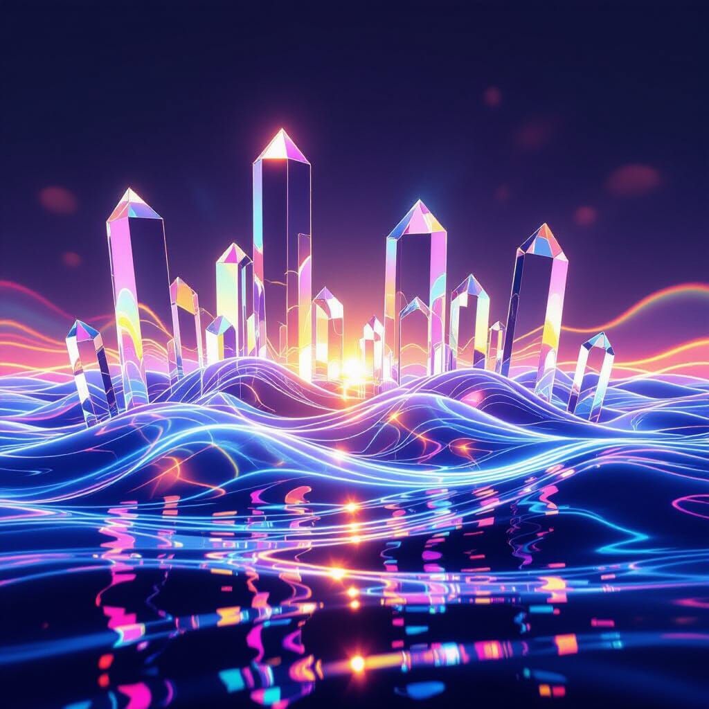 Ethereal Light Forms in a Crystalline Dreamscape