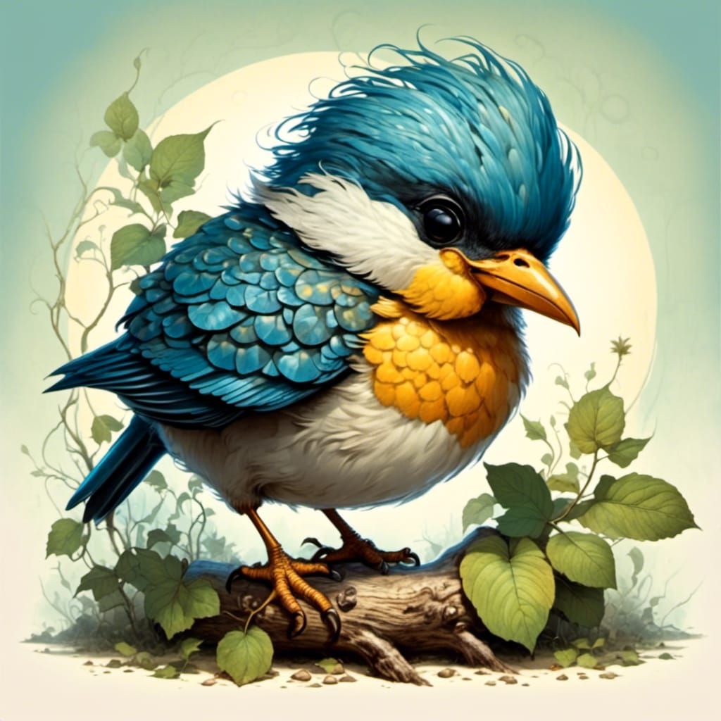 Chibi Dodo Bird with Big Eyes, Muted Palette