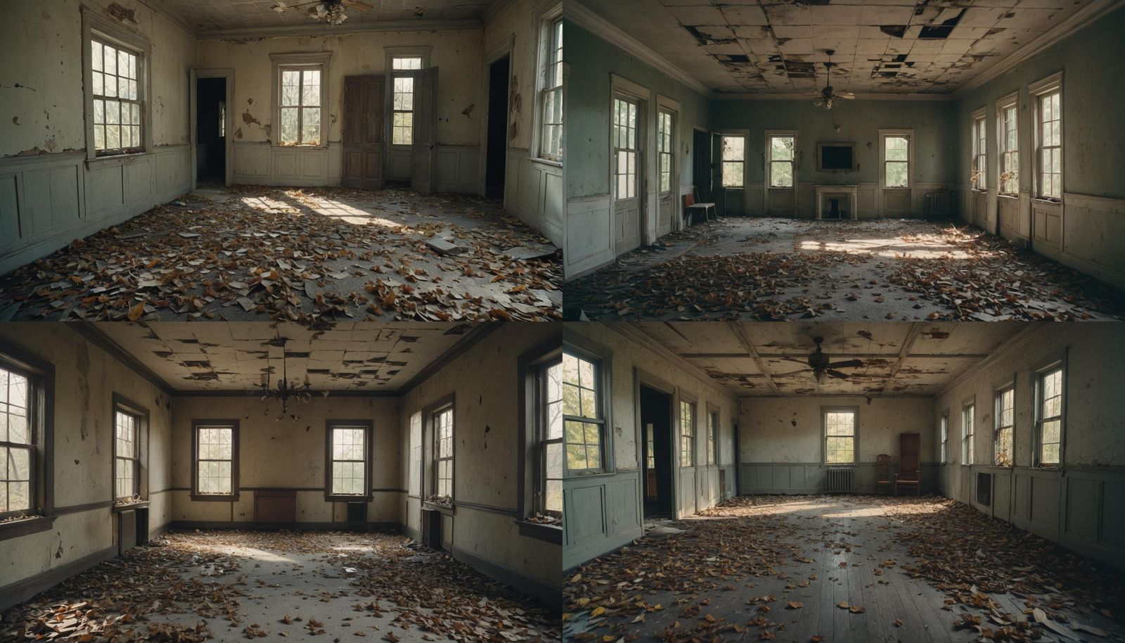 Dramatic Abandoned House Interior in Cinematic Style