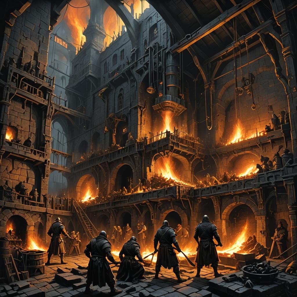Giant Blacksmith Shop in Dark Fantasy Style