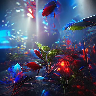 Luminous Aquarium Scene in 3D Rendering