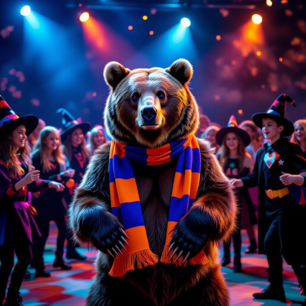 Halloween Bear's Fall Harvest Dance in Hyperrealistic Photo ...