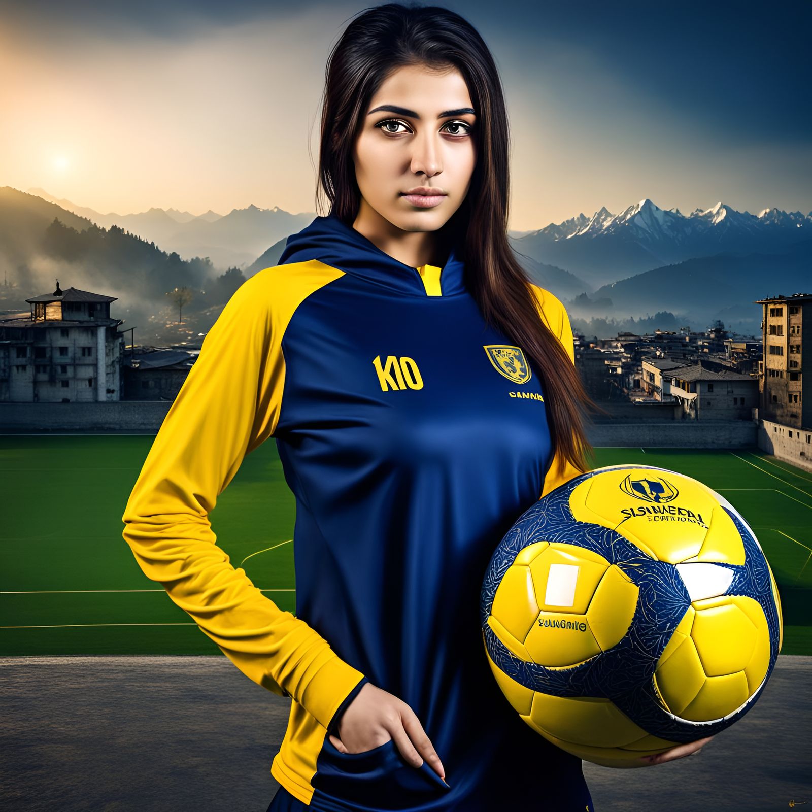 Futuristic Kashmiri Woman Portrait in Dark Fantasy Style