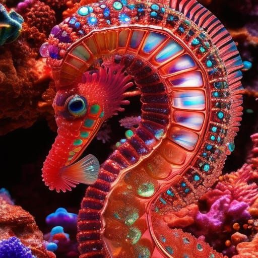 Red Crystal Seahorse