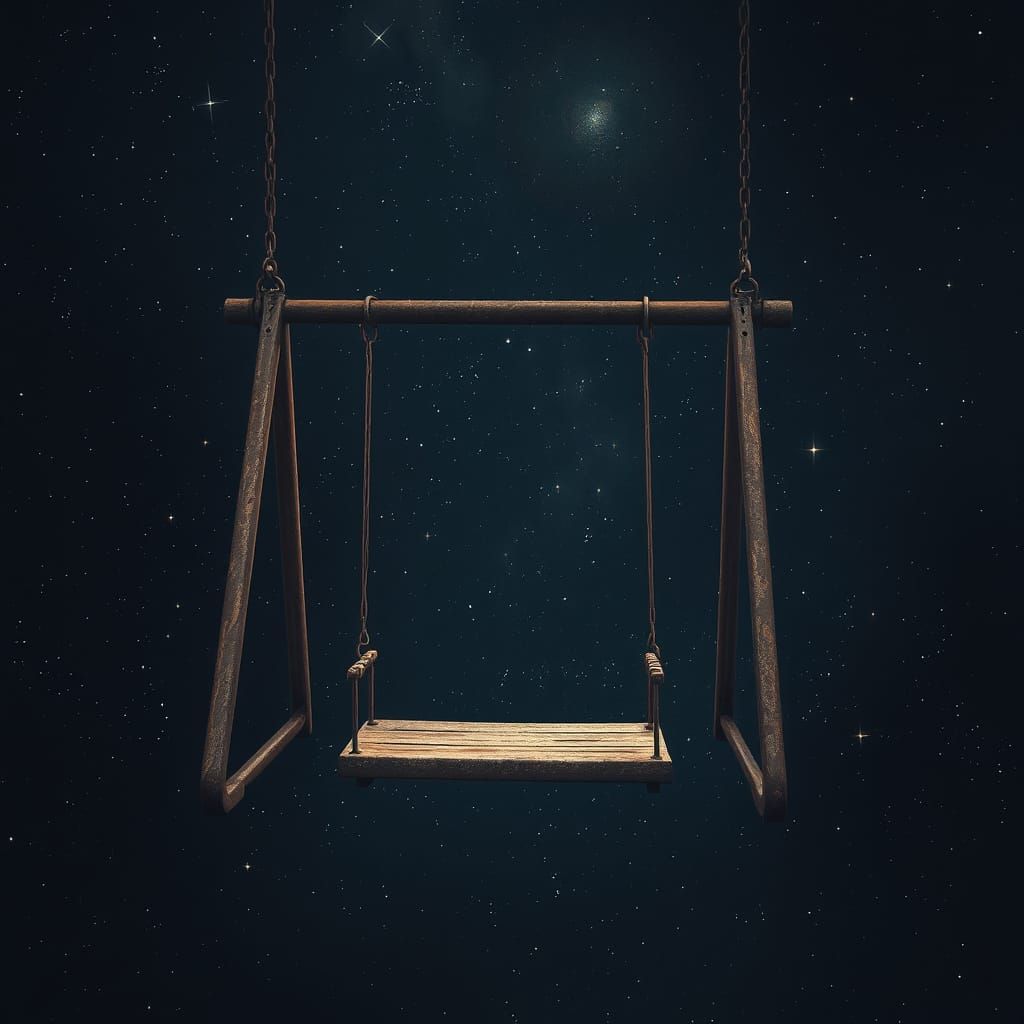 Surreal Swing Set in Cosmic Blackness