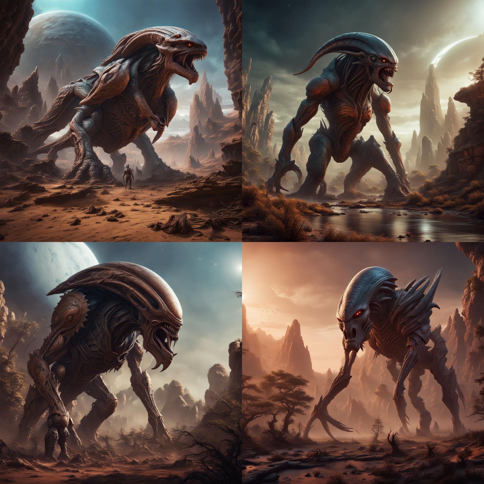 Ancient Alien Predator on Distant Planet: Detailed Matte Pai...