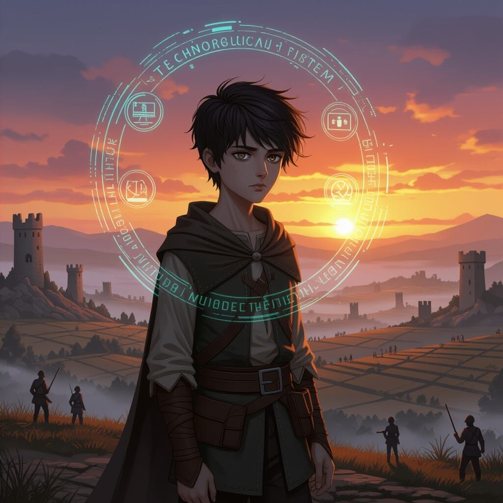 Banished Lord of Technology on Hilltop at Sunrise