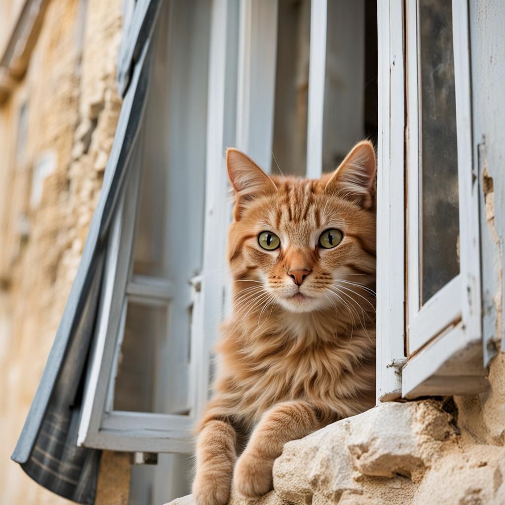 Cat in a Sunny Provence Window