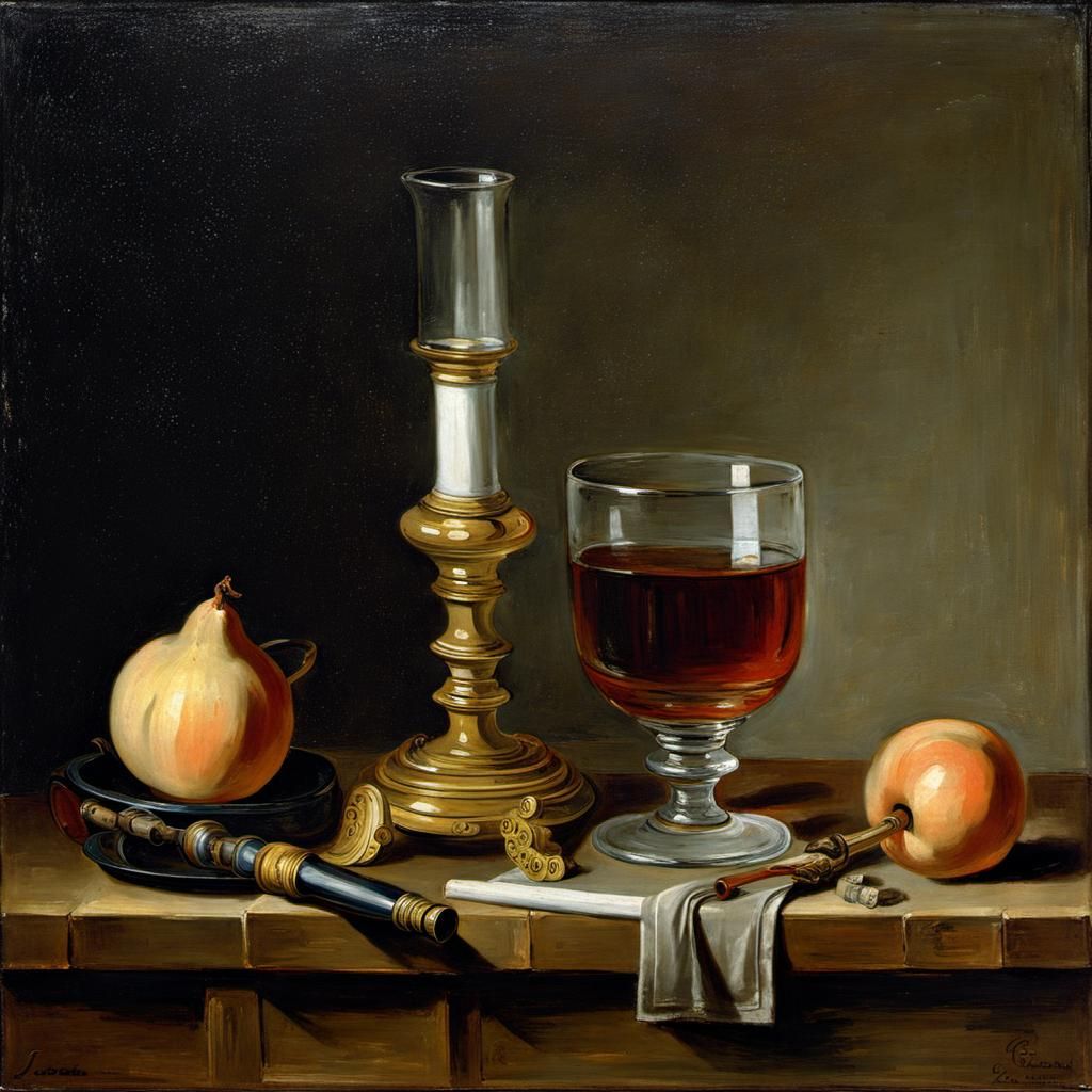 Still Life in Rococo Style: Pipes and Glass