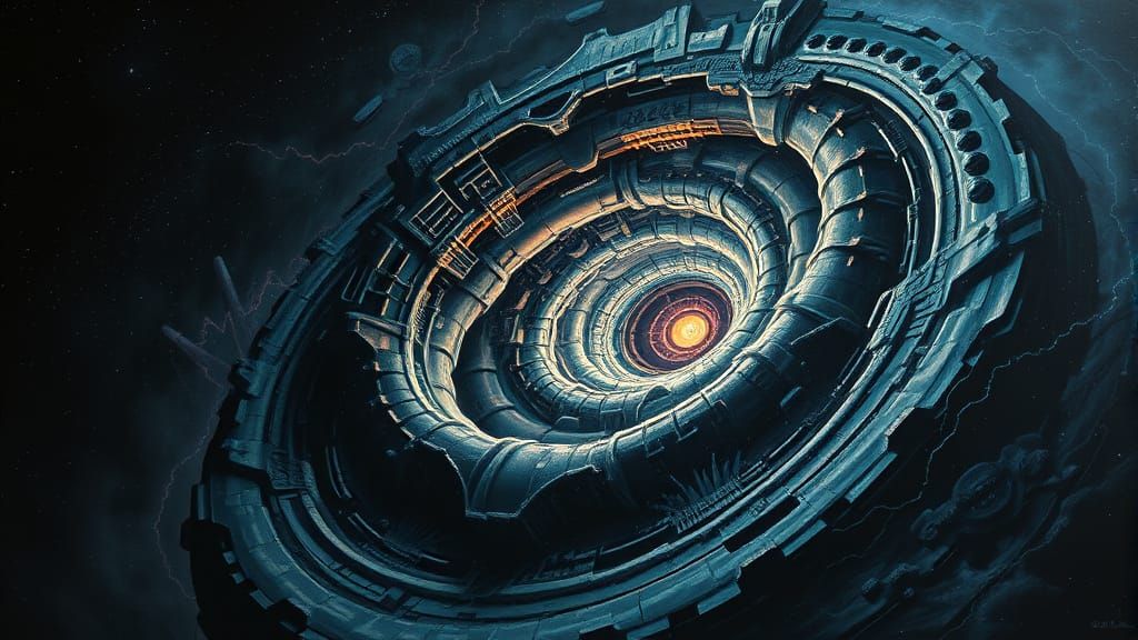 Cosmic Horror Vortex in Dark Biomechanical Style