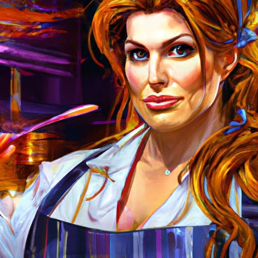 Lisa Marie Presley as AI Chef: Hyperdetailed Portrait