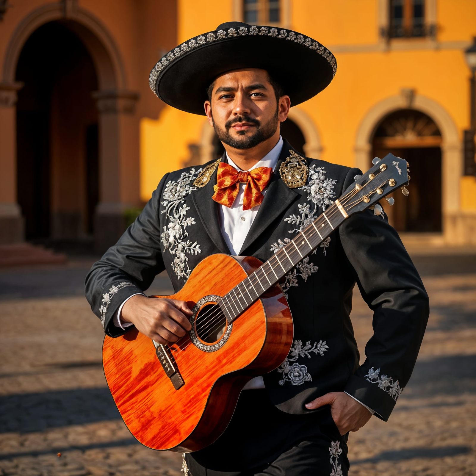 Elegant Mariachi Musician in Traditional Mexican Attire