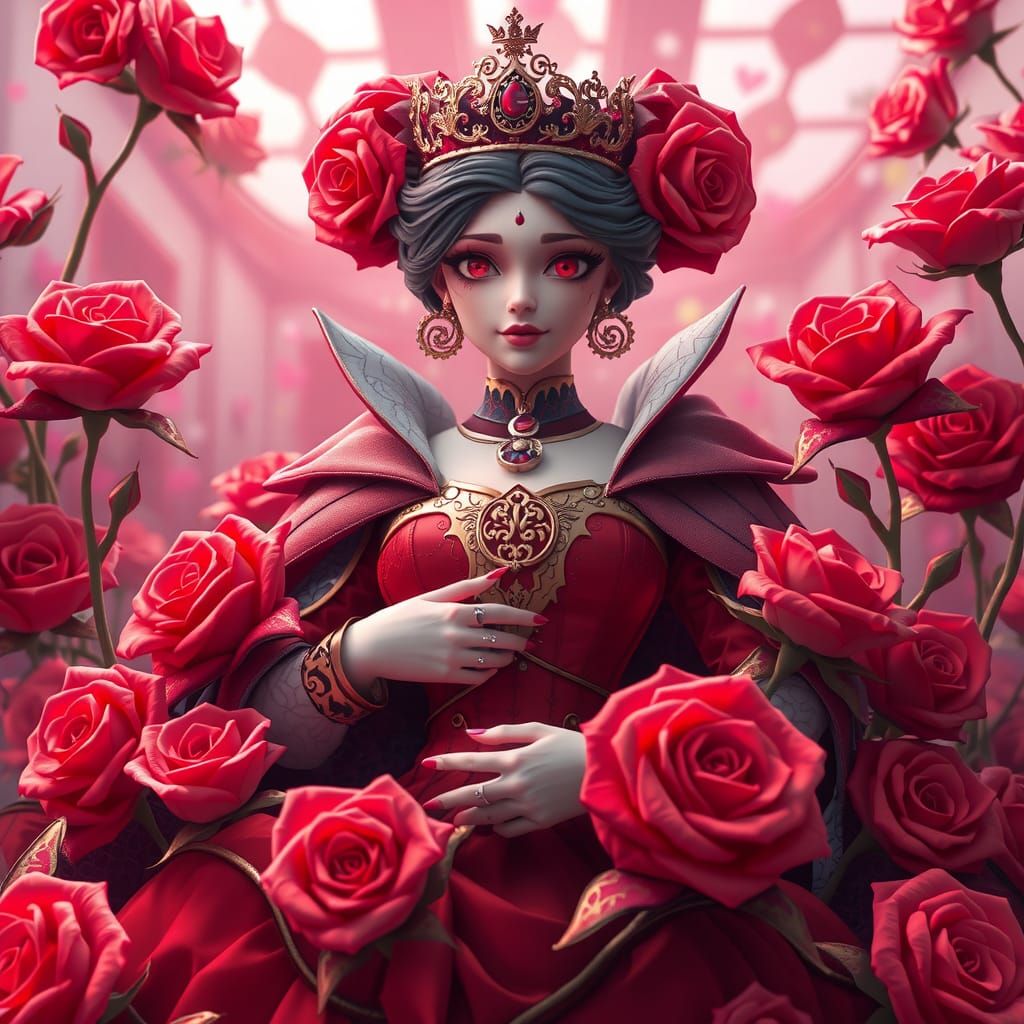 Queen of Hearts in 3D Anime Style