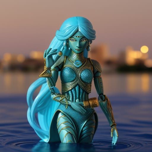 Cyberpunk Goddess in Urban Landscape