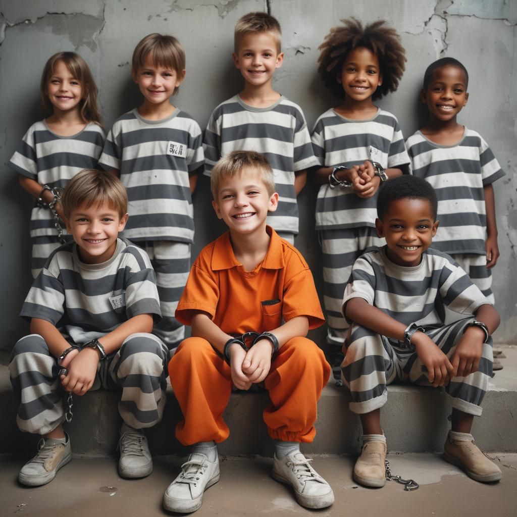 Disturbing Image: Smiling Children in Prison Outfits