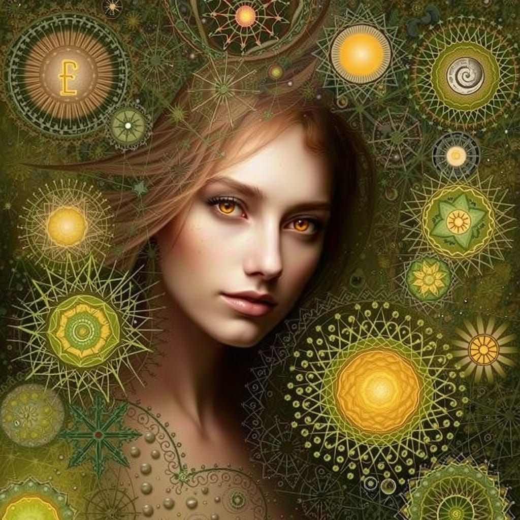 Intricately Beautiful Botanical Goddess in Exquisite Vogue S...