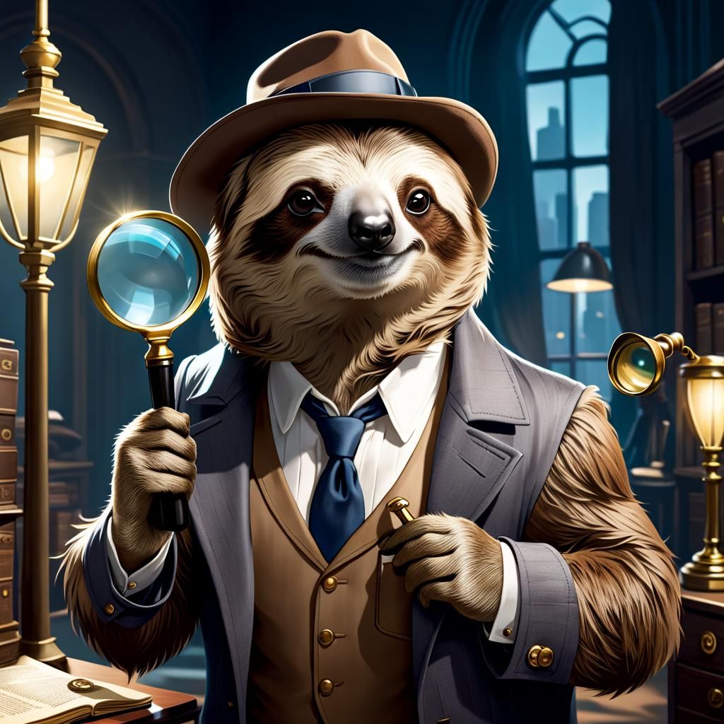Sloth Detective Investigates a Crime Scene