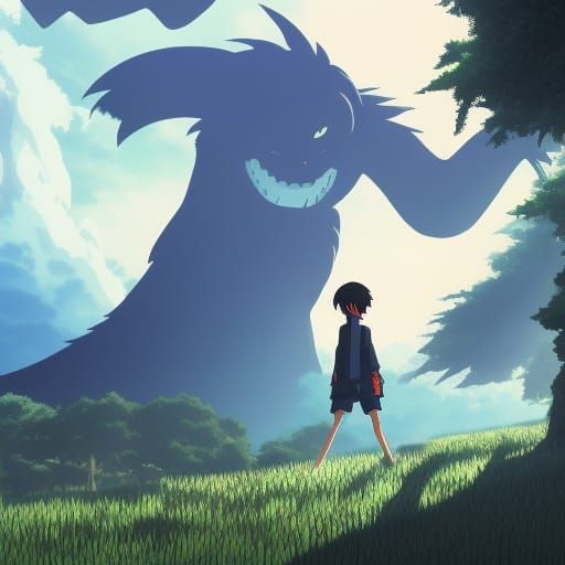 Anime Shadow Monster in Studio Ghibli Style