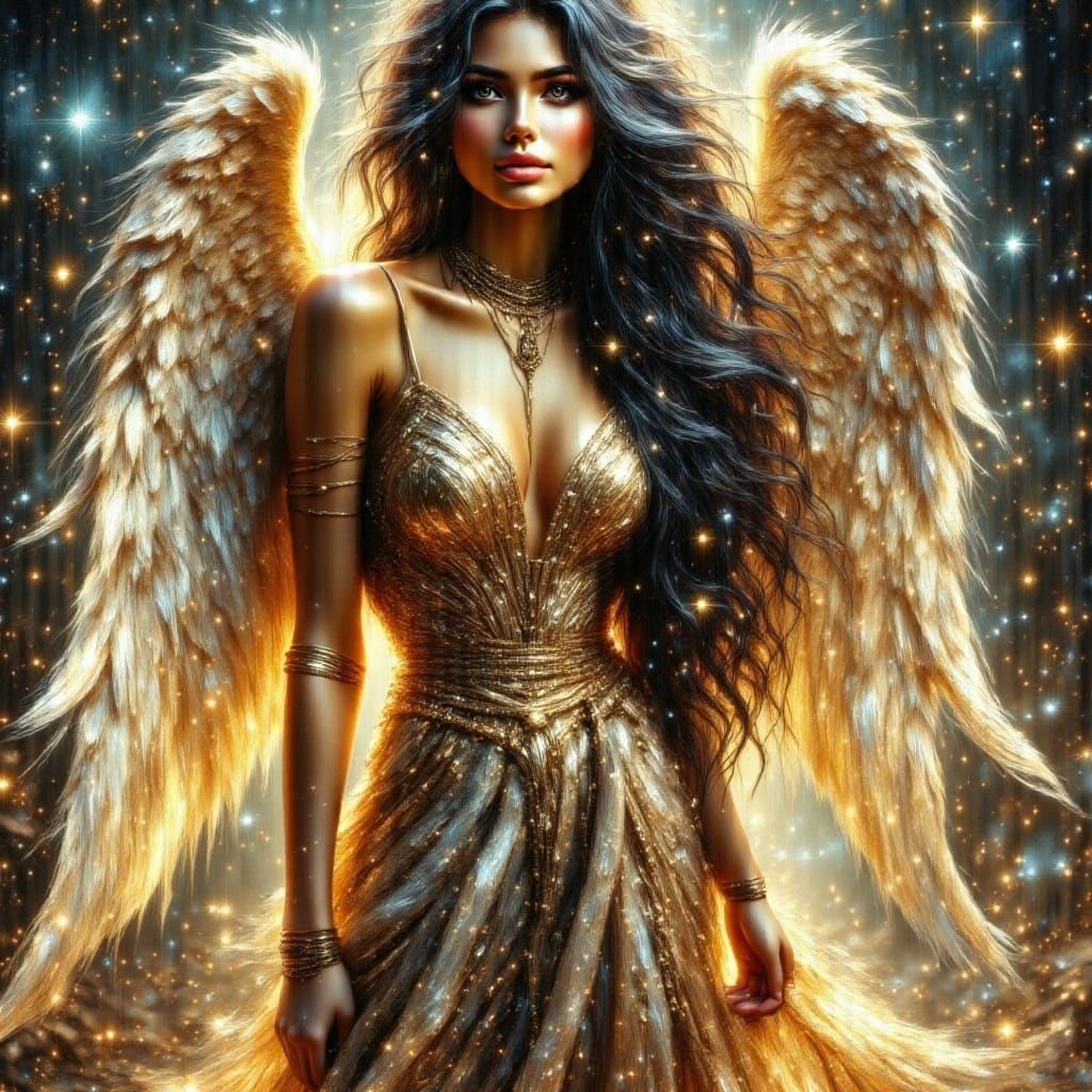 Fallen Angel with Scar Surrounded by Stars