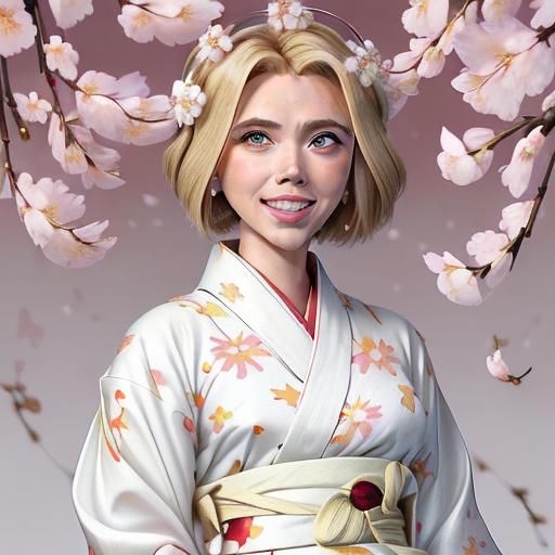 Erica Robot in Kimono, Photorealistic Digital Art