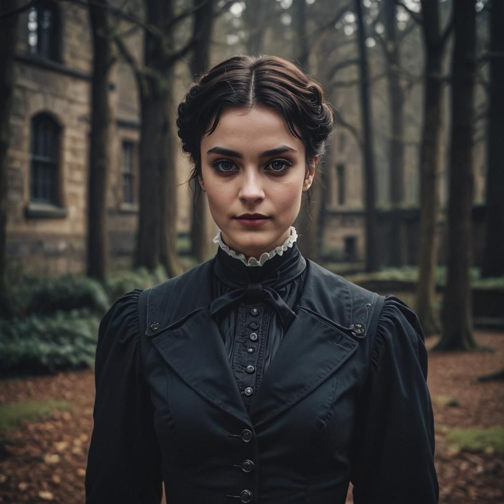 Victorian Girl with Dark Makeup, Cinematic Portrait