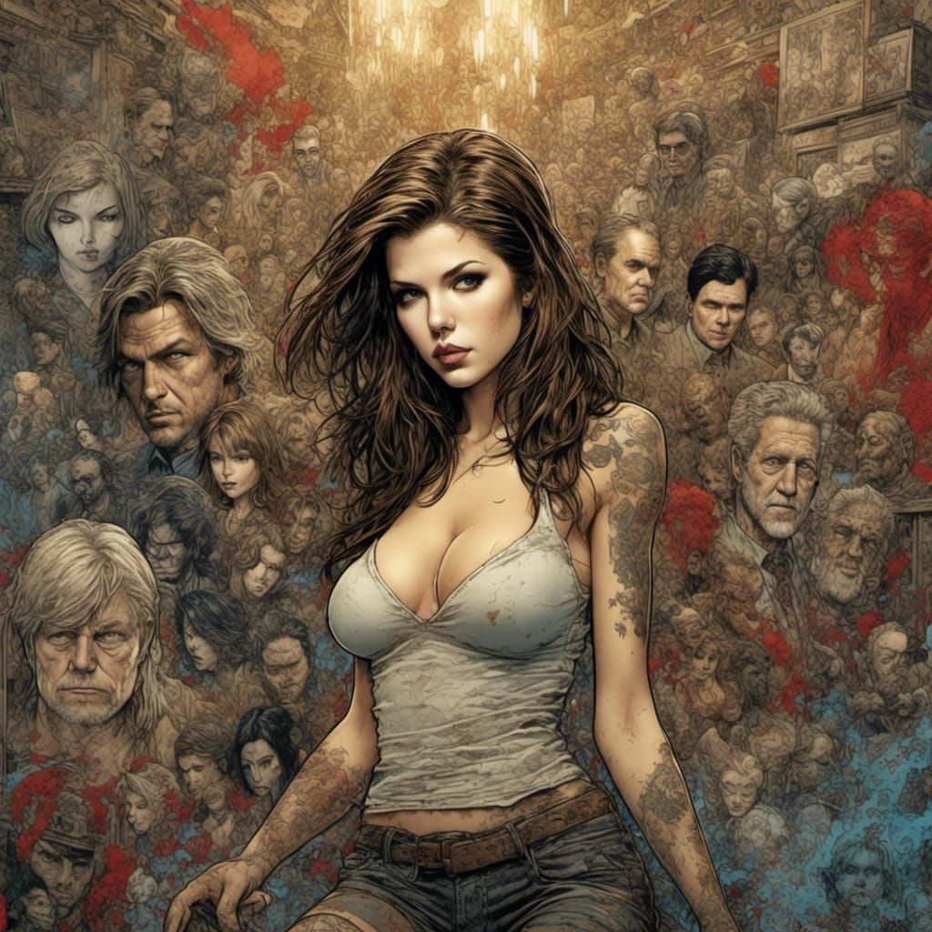 Anna Kendrick and James Bond in 90s Grunge Poster