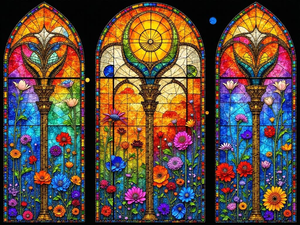 Stained Glass Window Inspired by Michelangelo and Tiffany