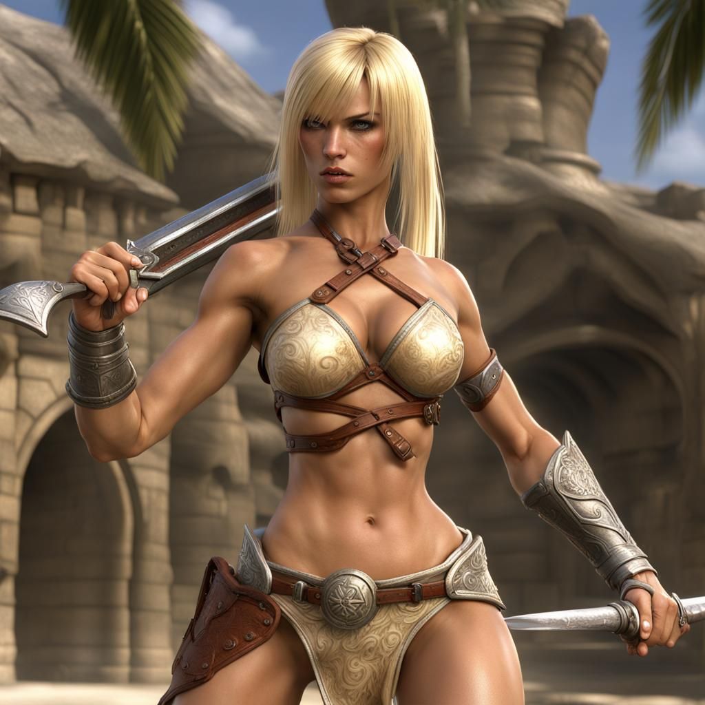 Blonde bikini warrior