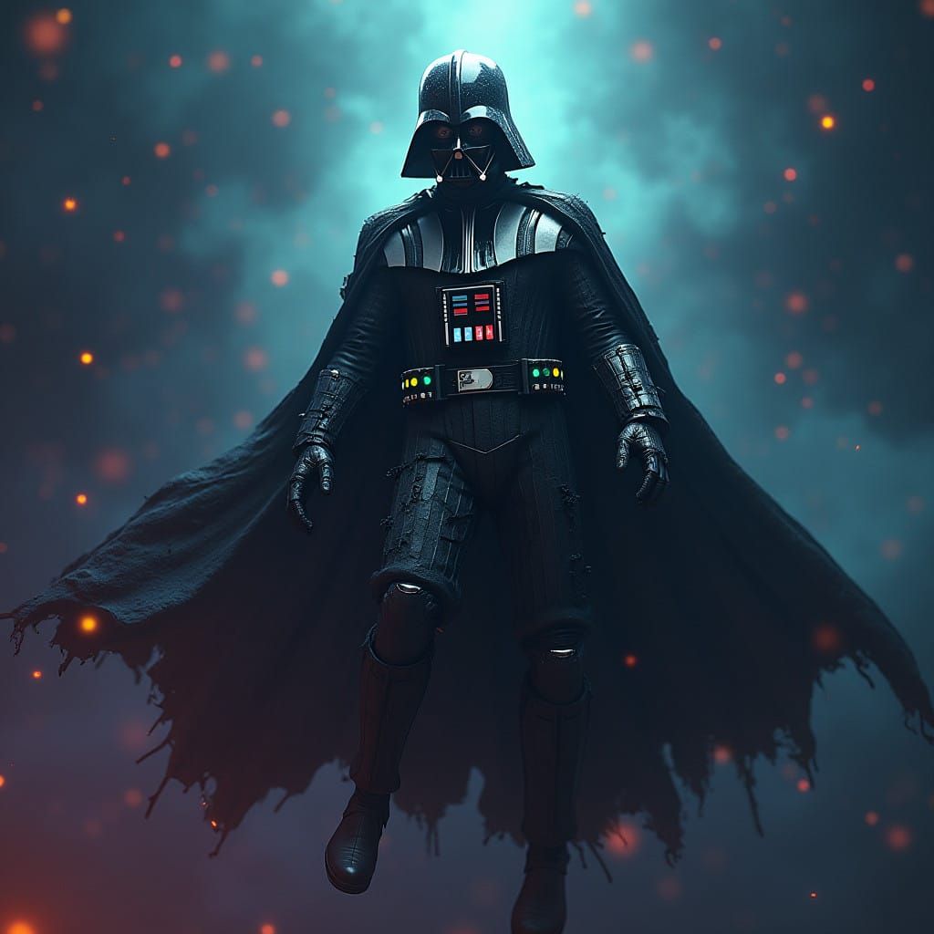 Zombie Darth Vader in Space: Detailed Matte Painting