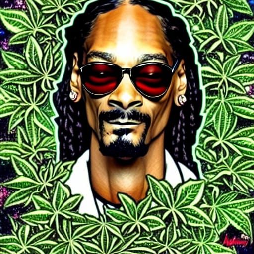 Hyperrealistic Snoop Dogg Portrait in Pointillism Style