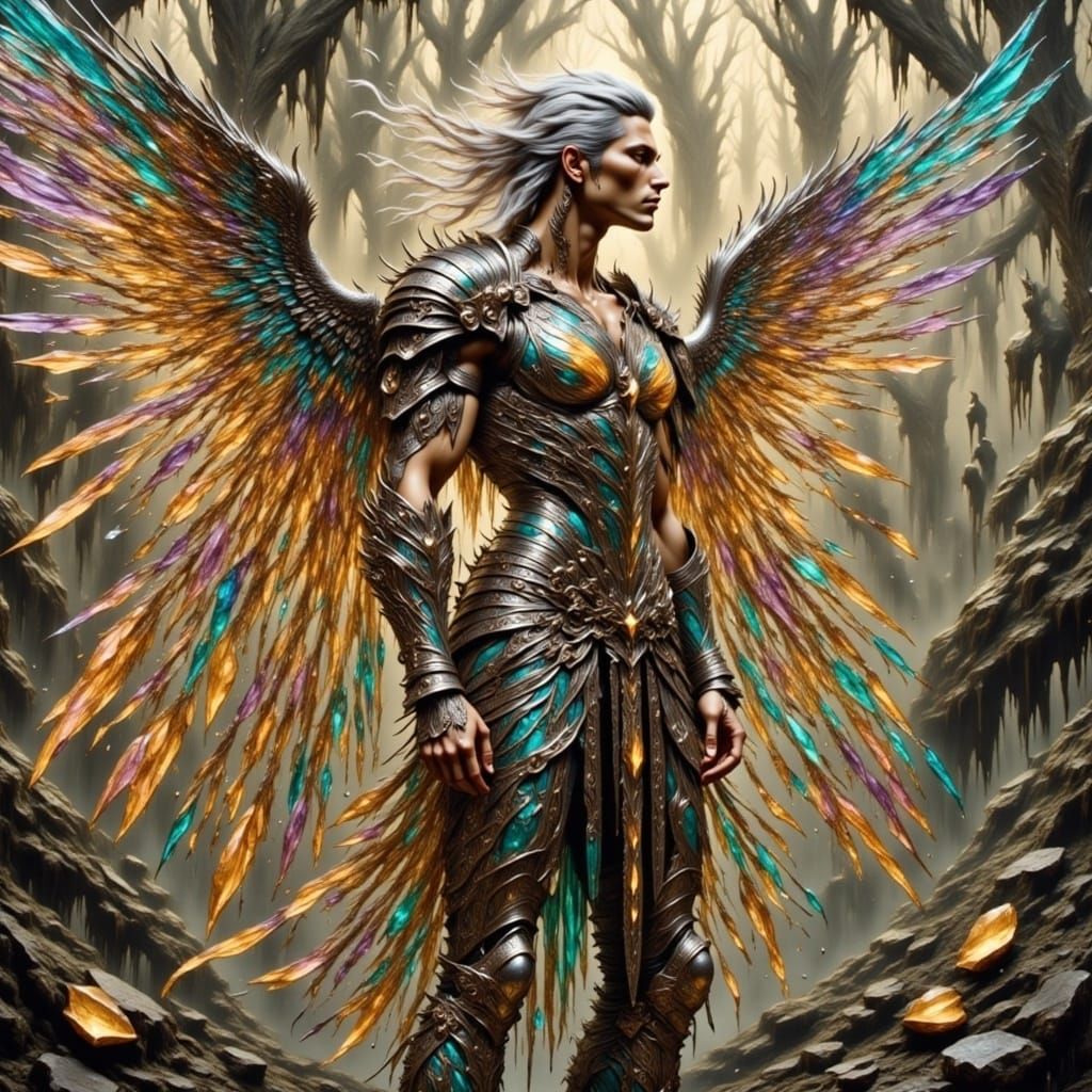 Radiant Crystal Fairy Warrior with Gemstone Wings