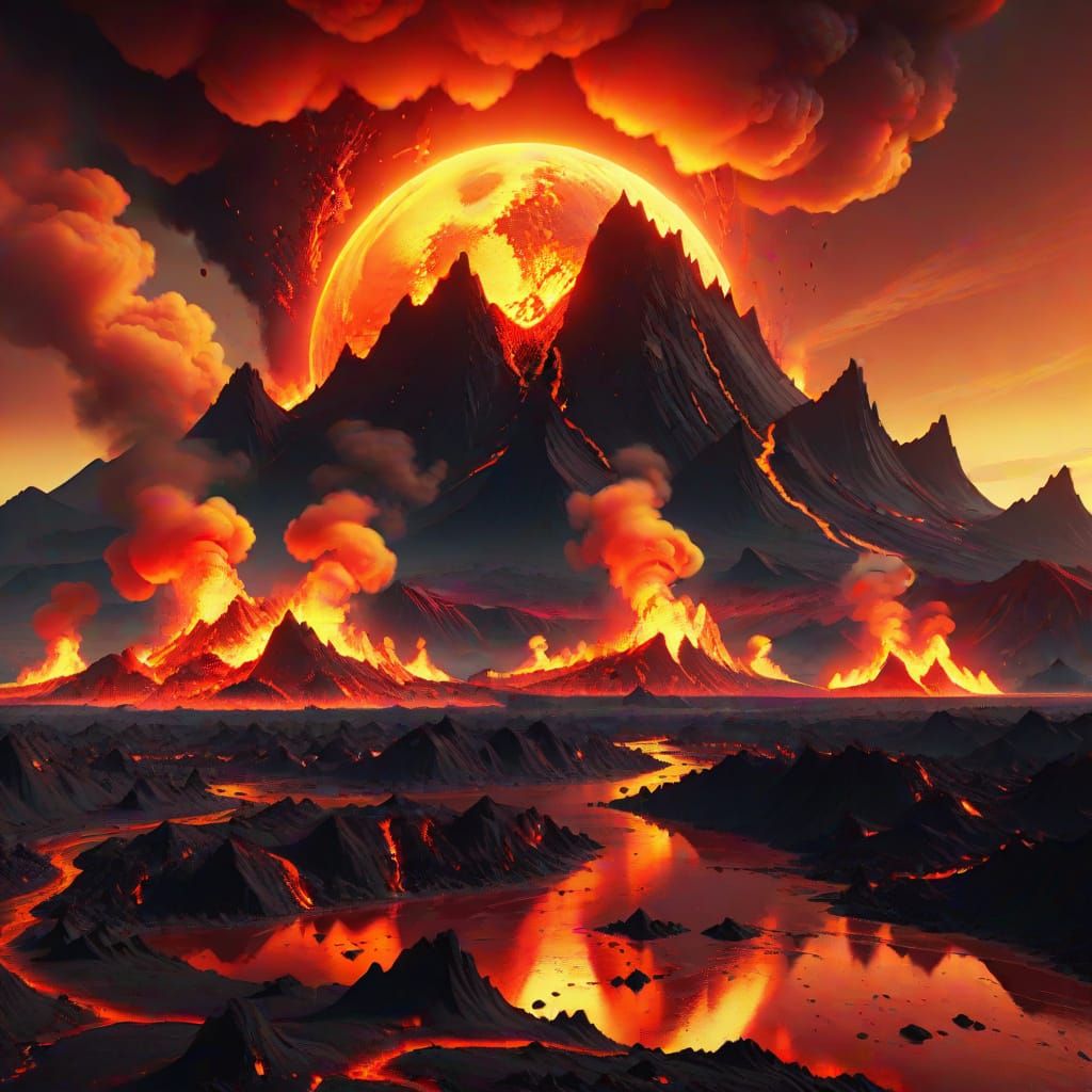 Fiery Planet: Apocalyptic Landscape in Pixar Style