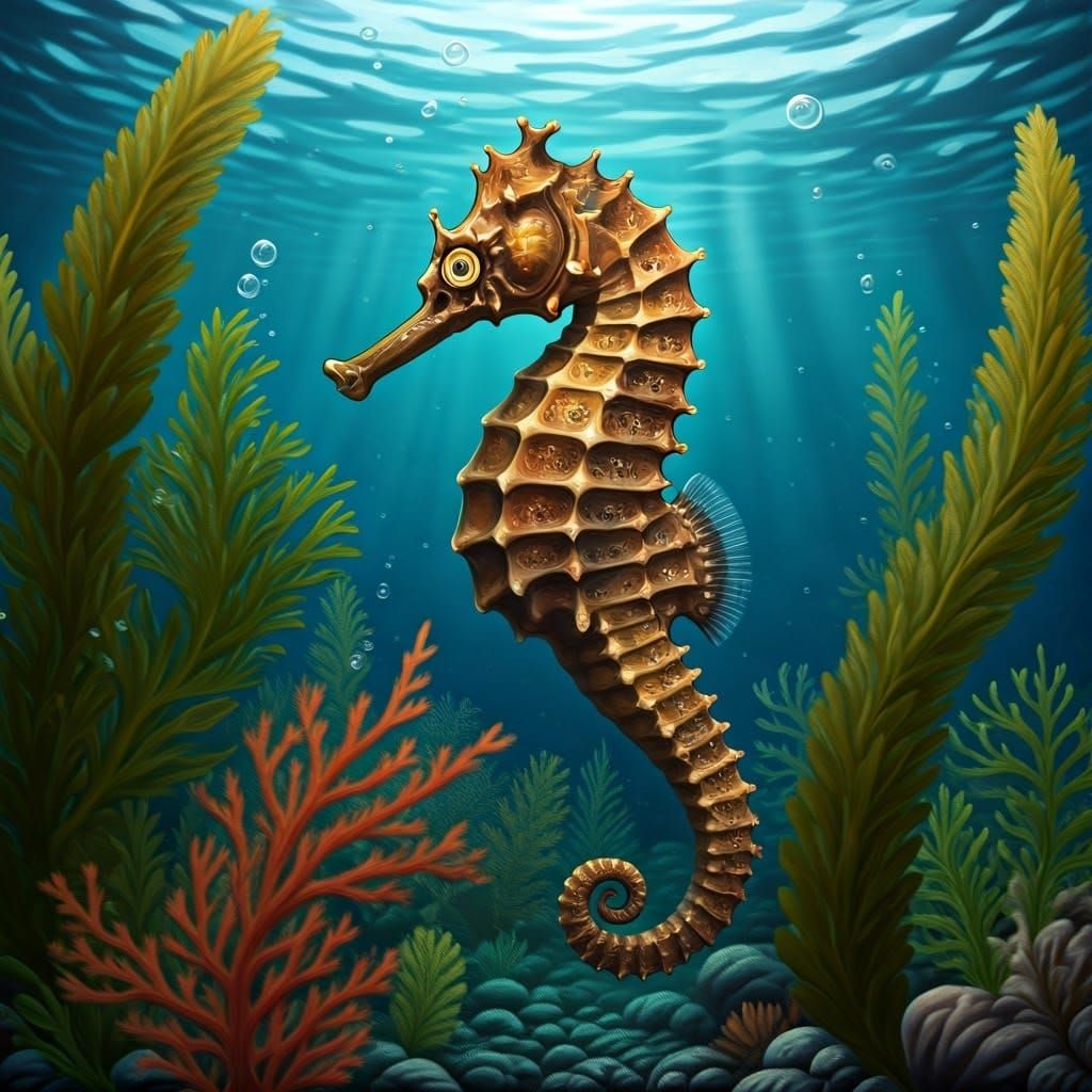 Seahorse in Ocean, Salvador Dali Style