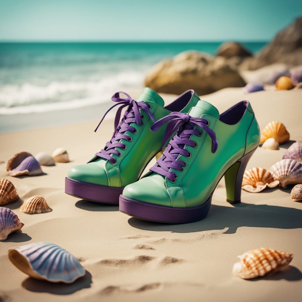 Surreal Beach Shoe in Vibrant Graffiti Art Style