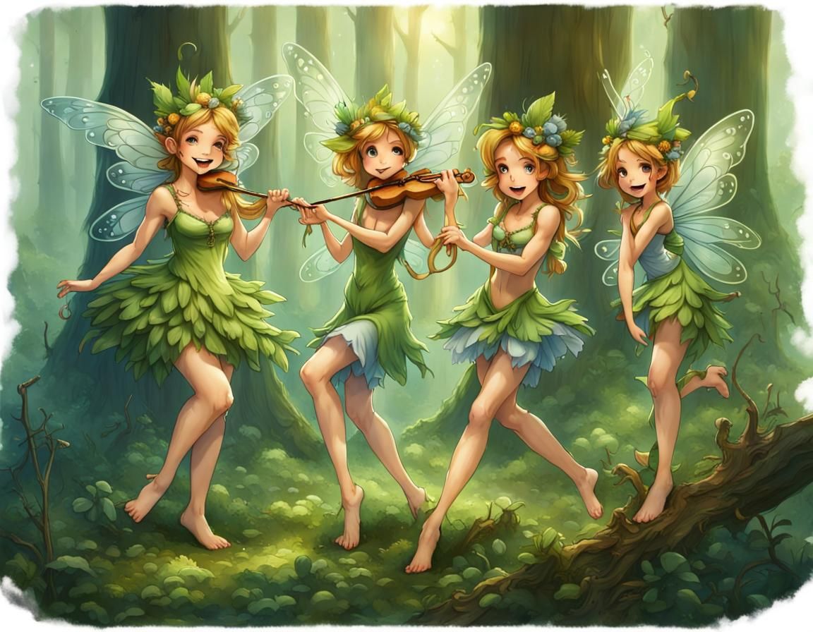 Frolicking Flute Fairy Family in Fantasycore Forest
