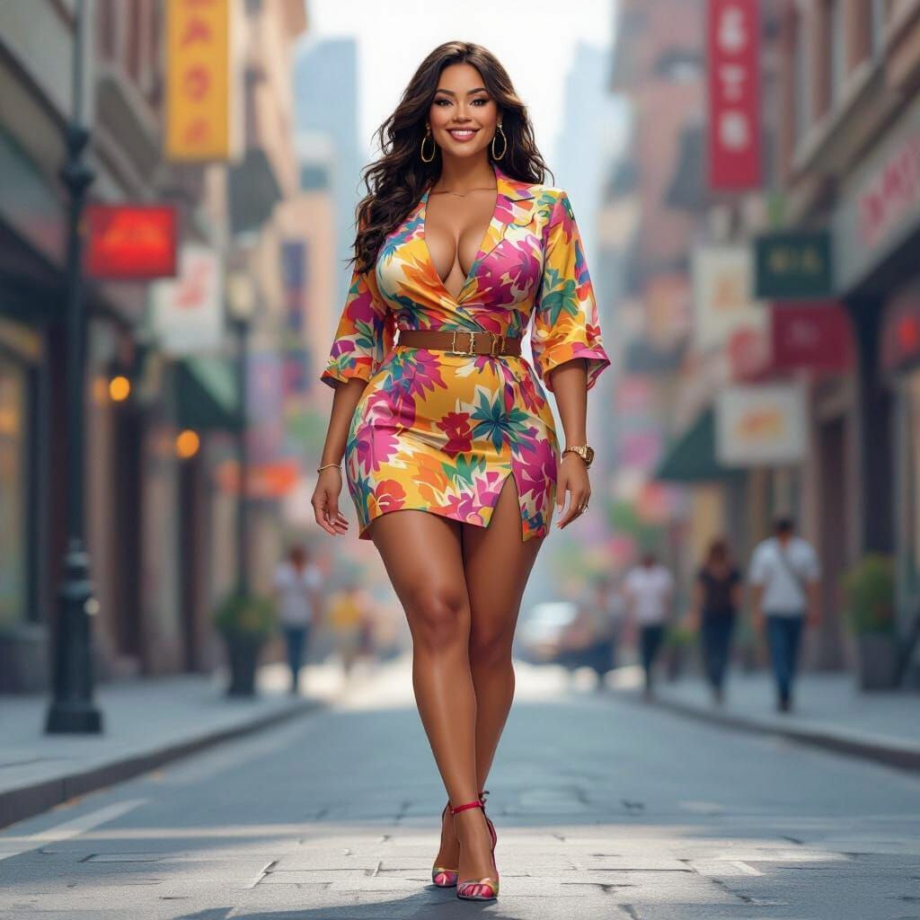 Confident Transgender Woman in Urban Digital Painting