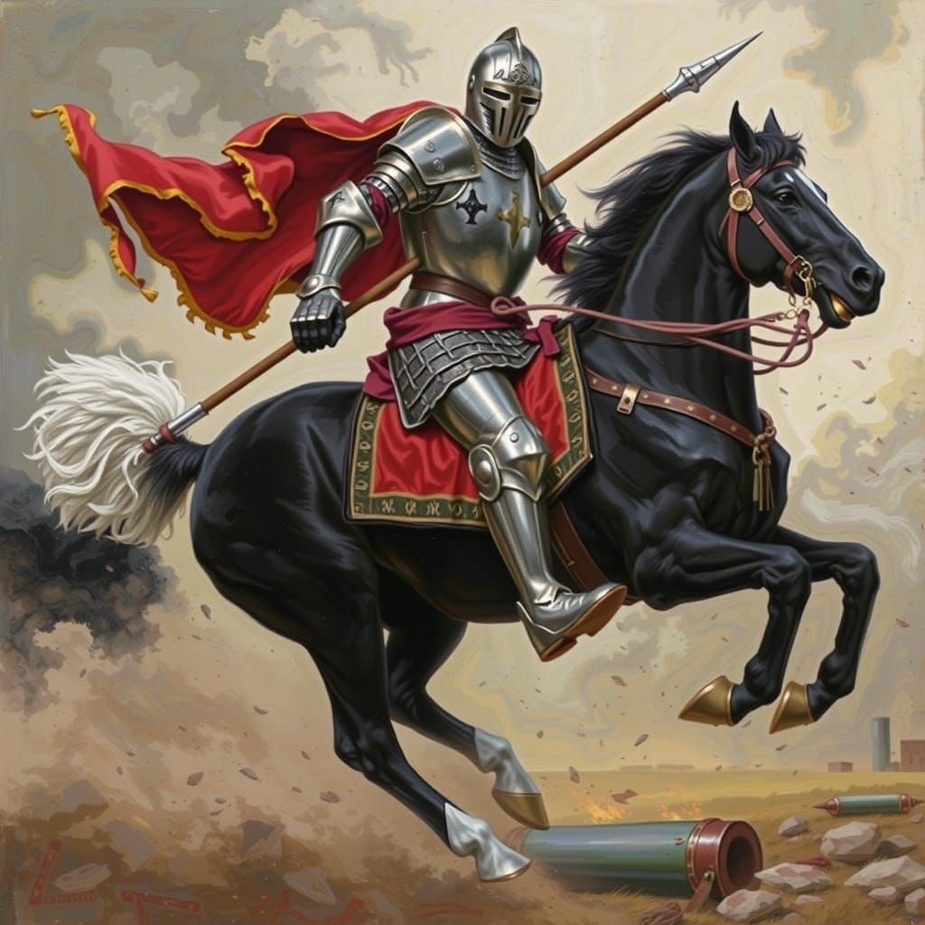 Armored Knight Rides into a Shishkin Landscape